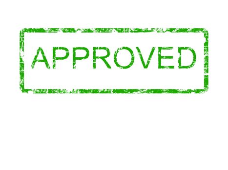 The word approved in a grunge rubber stamp style in the colour green. Suitable for 'save the earth' type campaigns.