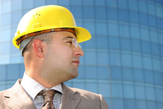 A businessman with helmet 