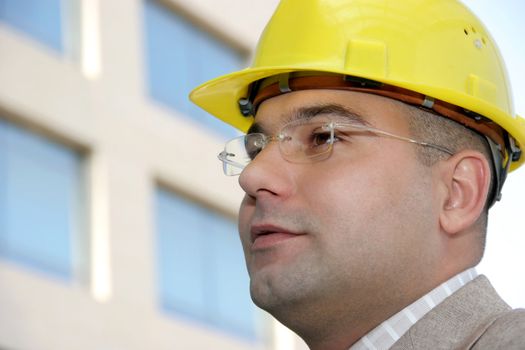 A businessman with helmet 