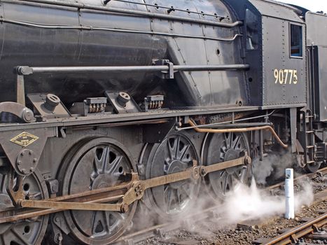 Steam engine No 90775, built by North British Locomotive Company, Glasgo. At Sheringham Station.