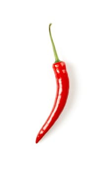 Isolated shot of red hot chilli pepper on white background