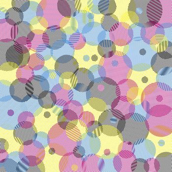 Abstract background with cyan, magenta, yellow and black circles