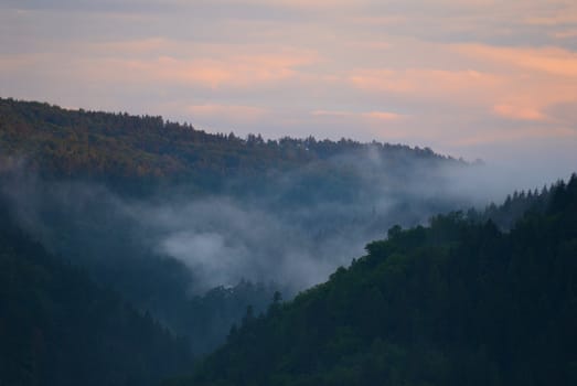 Ridges enshrouded in everpresent mist and fog