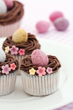 Cupcakes decorated with an Easter theme