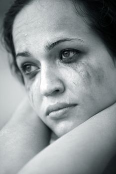 Portrait of the lonely crying girl
