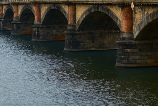 Support of the old bridge through Vltava. Prague.