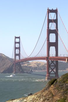 A shot of the Golden Gate Bridge taken from Baker Beach