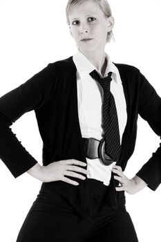 Business woman standing in the studio