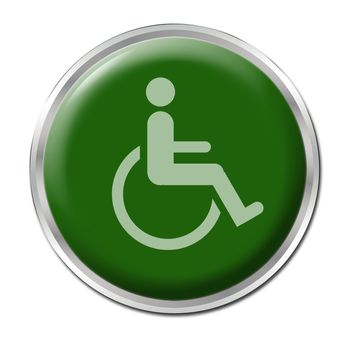 green round button with the symbol for disabled