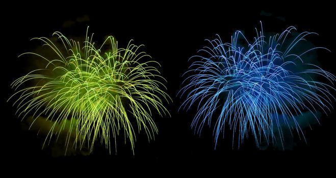 Fireworks Lighting up the Black Night Sky