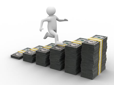 diagramme of financial growth. Isolated 3D image