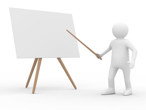 Men with empty board. Isolated 3d image