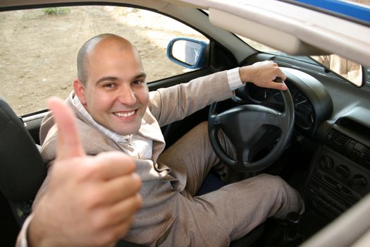 Businessman in the car, inside