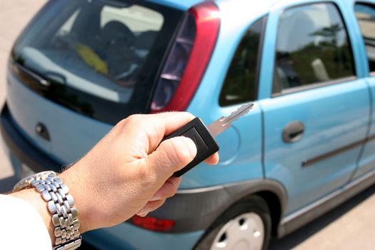 Handle electronic car key in closeup