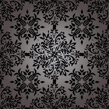 illustrated wallpaper design in with a floral theme in black