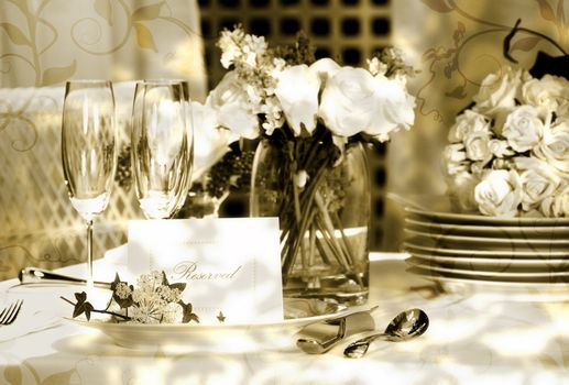 White place card on outdoor wedding table