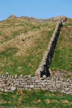 a part of the ancient Hadrian's wall in northern England