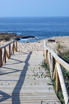 Wooden Bridge to the sea in Cadiz, Cape Trafalgar