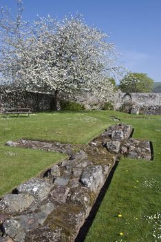 foundations of the governour house of Melrose Abbey in Melrose, Scotland 
