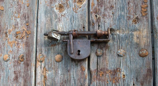 Details of green with a door lock