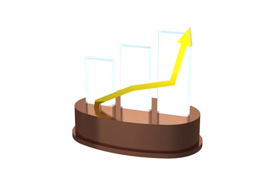 3d graph with positive growth pointing upwards