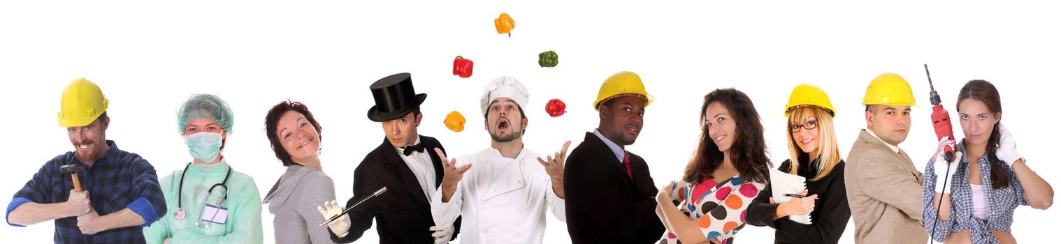 Large group of diversity workers people on  white background 
