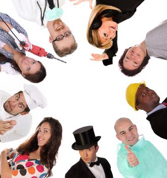 Large group of diversity workers people on  white background 
