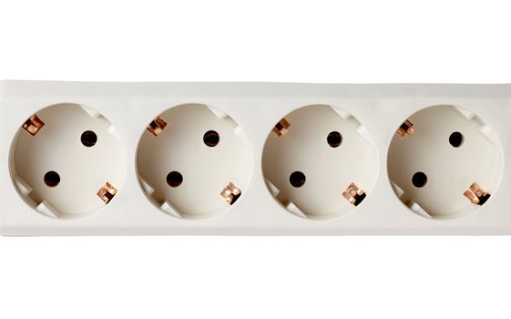 Four electrical outlets isolated on a white background