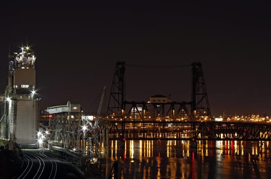 Steel Bridge in Industrial Area of Portland Oregon