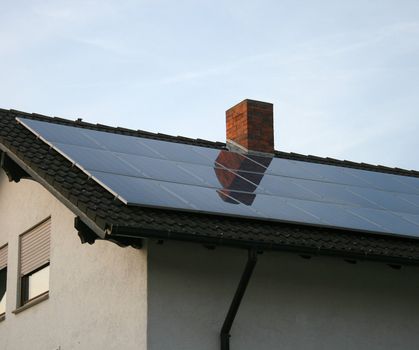solar cells on a roof top