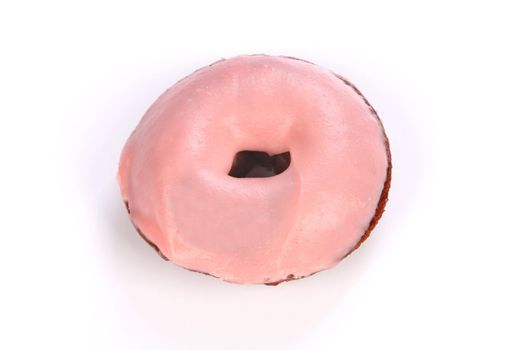 Close up shot of donut on white background