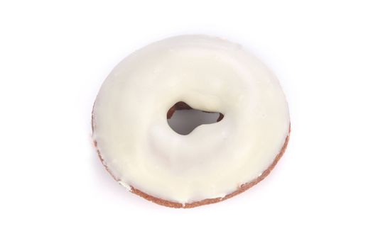 Close up shot of donut on white background