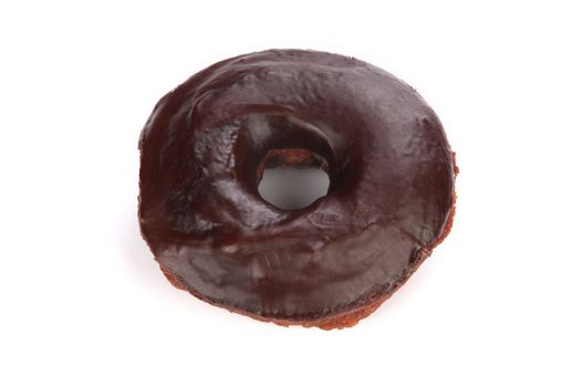 Close up shot of donut on white background