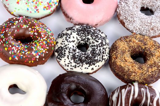 details of separate donuts in close up