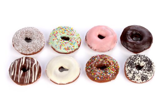 details of separate donuts in close up