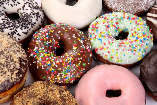 details of separate donuts in close up
