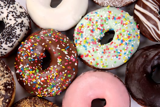 details of separate donuts in close up