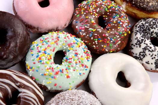 details of separate donuts in close up
