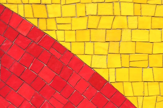 Red and yellow mosaics tiles background