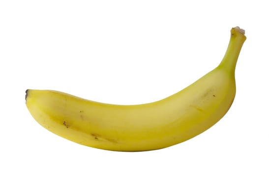 Yellow banana on white background. Close up.