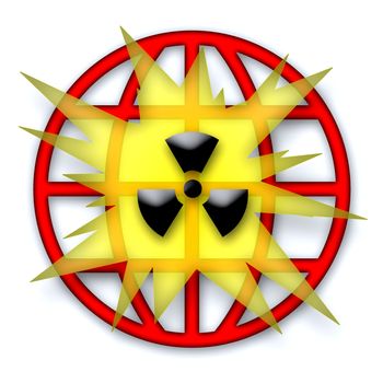 Nuclear War Global Symbol over White Background