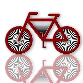 Red Bicycle Illustration with reflection over White Background