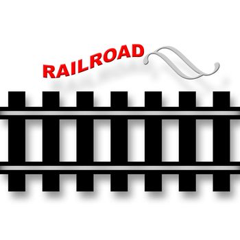 Railroad emblem with rails and inscription over white background