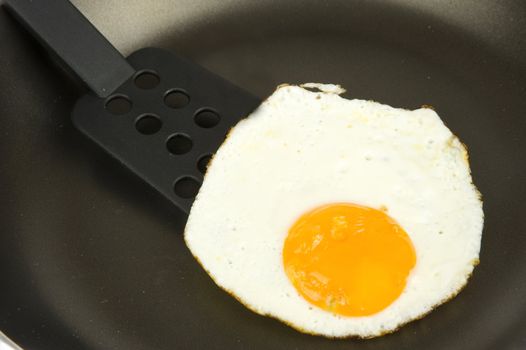 a fried egg in a pan