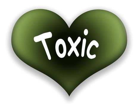 Green Toxic Heart Symbol over White Background