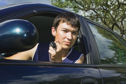 Young man just passed driving test 