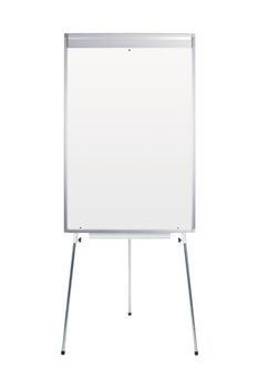 Blank whiteboard and flipchart isolated on white - insert own message