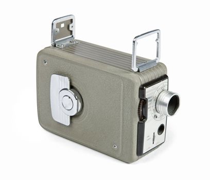 Retro movie camera for 8mm film isolated on white background