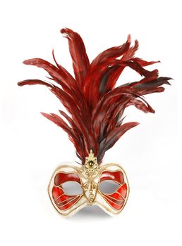 Decorative venetian carnival mask isolated on white background