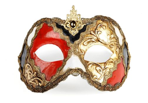 Decorative venetian carnival mask isolated on white background